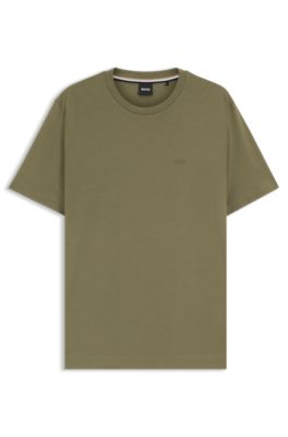 Cotton-jersey T-shirt with logo detail, Olive