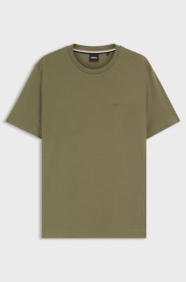 T-shirt van katoenen jersey met logodetail, Olijf