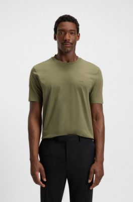 T-shirt in jersey di cotone con logo, Oliva