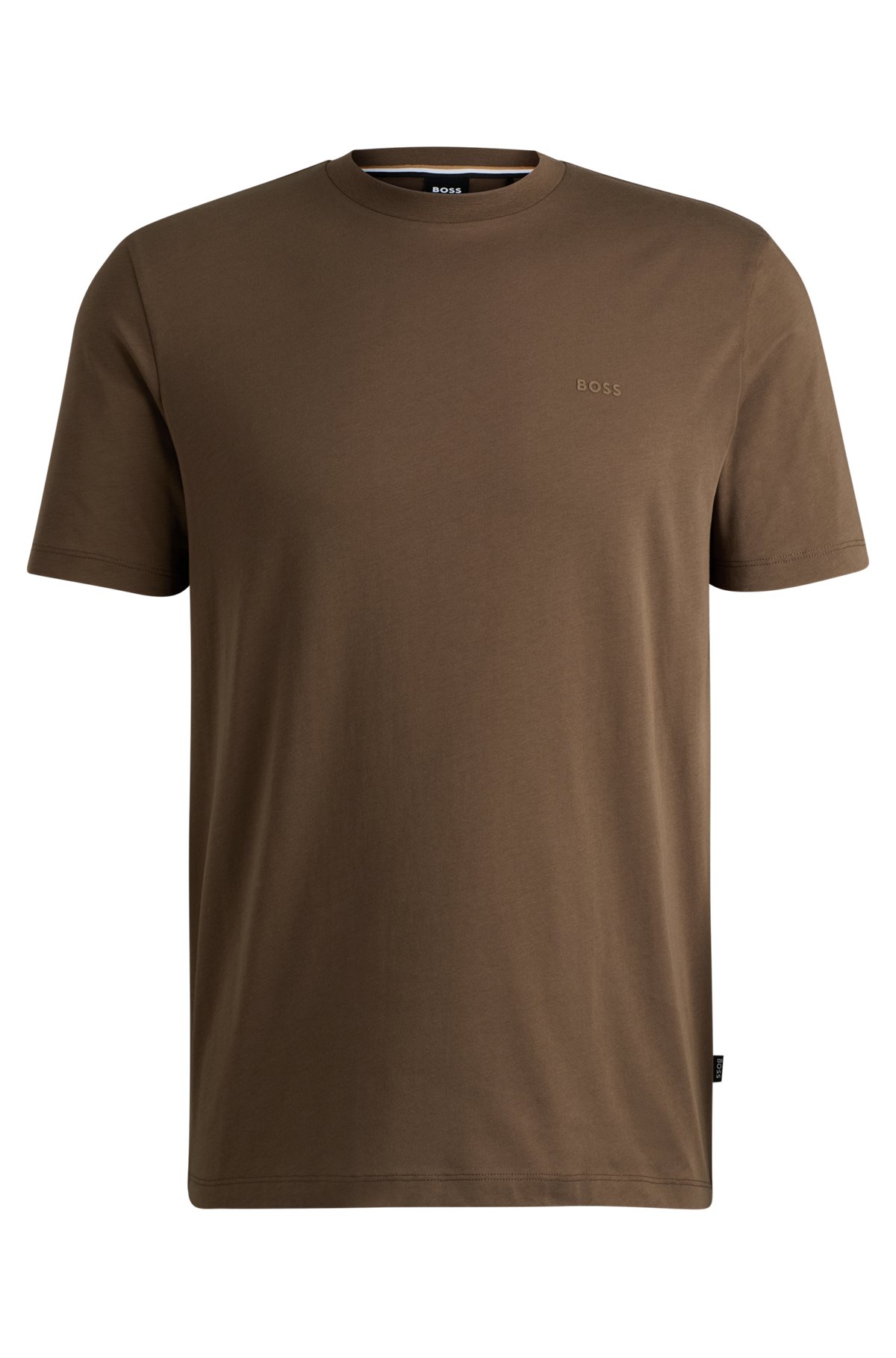 Cotton-jersey T-shirt with rubber-print logo, Brown