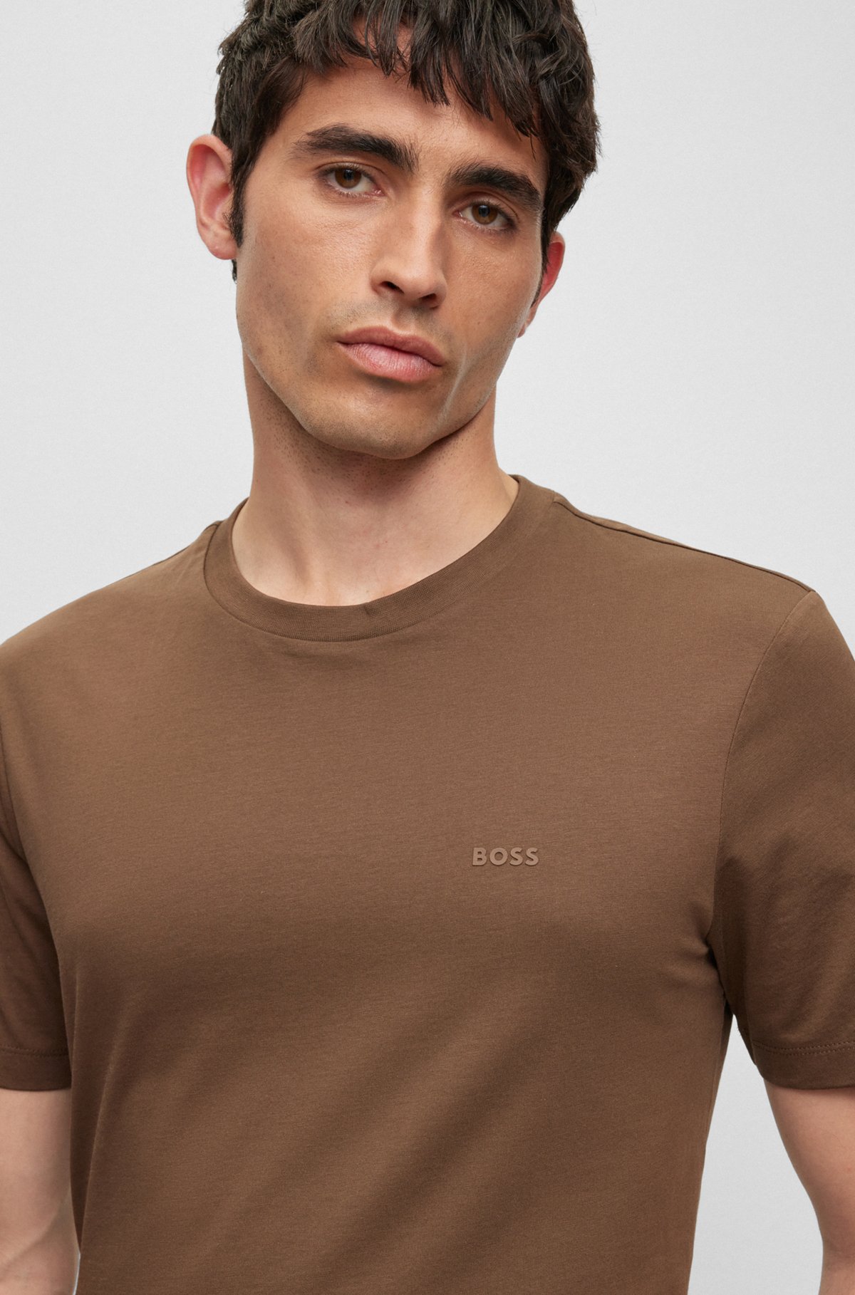 T-shirt en jersey de coton avec logo imprimé en gomme, Marron