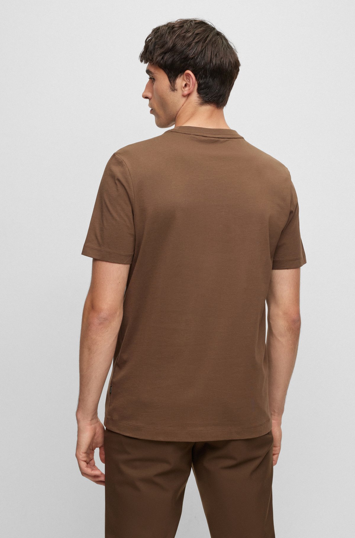 T-shirt en jersey de coton avec logo imprimé en gomme, Marron