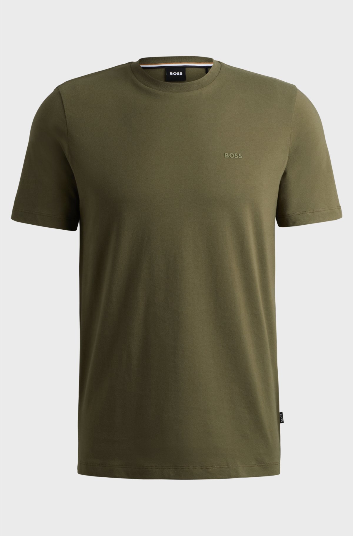 Cotton-jersey T-shirt with rubber-print logo, Dark Green