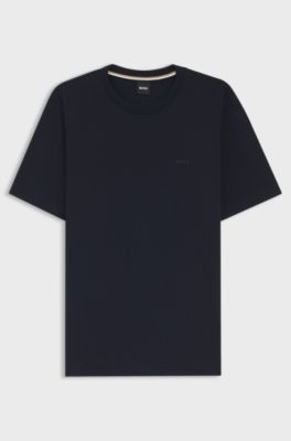 Cotton-jersey T-shirt with logo detail, Dark Blue