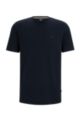 Camiseta regular fit con logo en punto de algodón, Azul oscuro