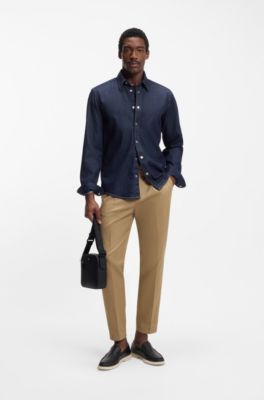 로고 디테일 코튼 저지 티셔츠, 다크 블루