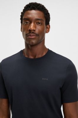 로고 디테일 코튼 저지 티셔츠, 다크 블루