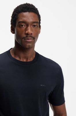 Cotton-jersey T-shirt with logo detail, Dark Blue
