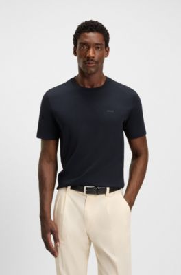 로고 디테일 코튼 저지 티셔츠, 다크 블루