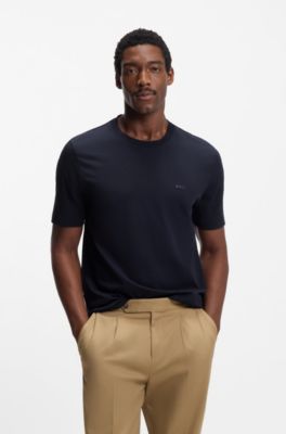 Cotton-jersey T-shirt with logo detail, Dark Blue