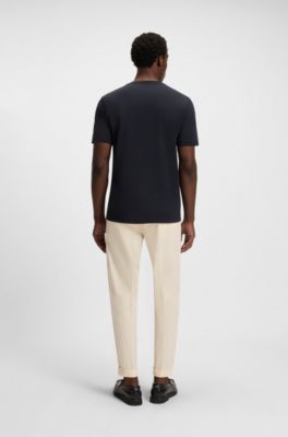 로고 디테일 코튼 저지 티셔츠, 다크 블루