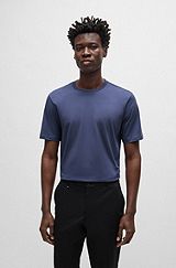 Cotton-jersey T-shirt with rubber-print logo, Dark Blue