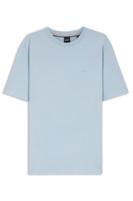 Cotton-jersey T-shirt with logo detail, Light Blue