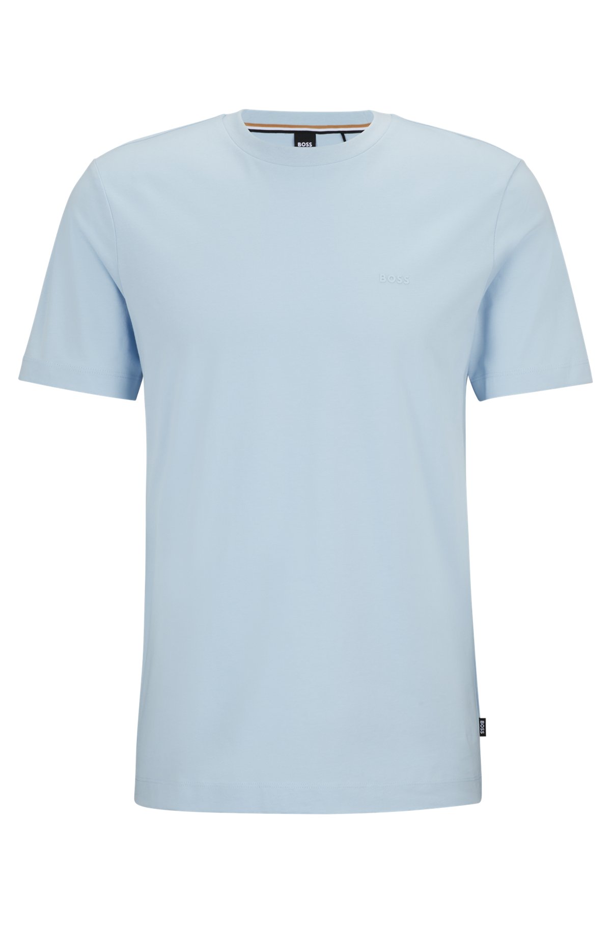 Cotton-jersey T-shirt with rubber-print logo, Light Blue