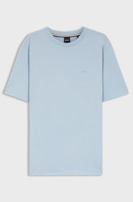 Camiseta de punto de algod&oacute;n con detalle de logo, Celeste