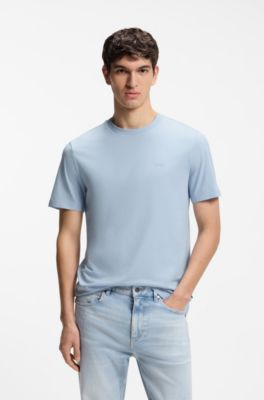 T-shirt van katoenen jersey met logodetail, Lichtblauw