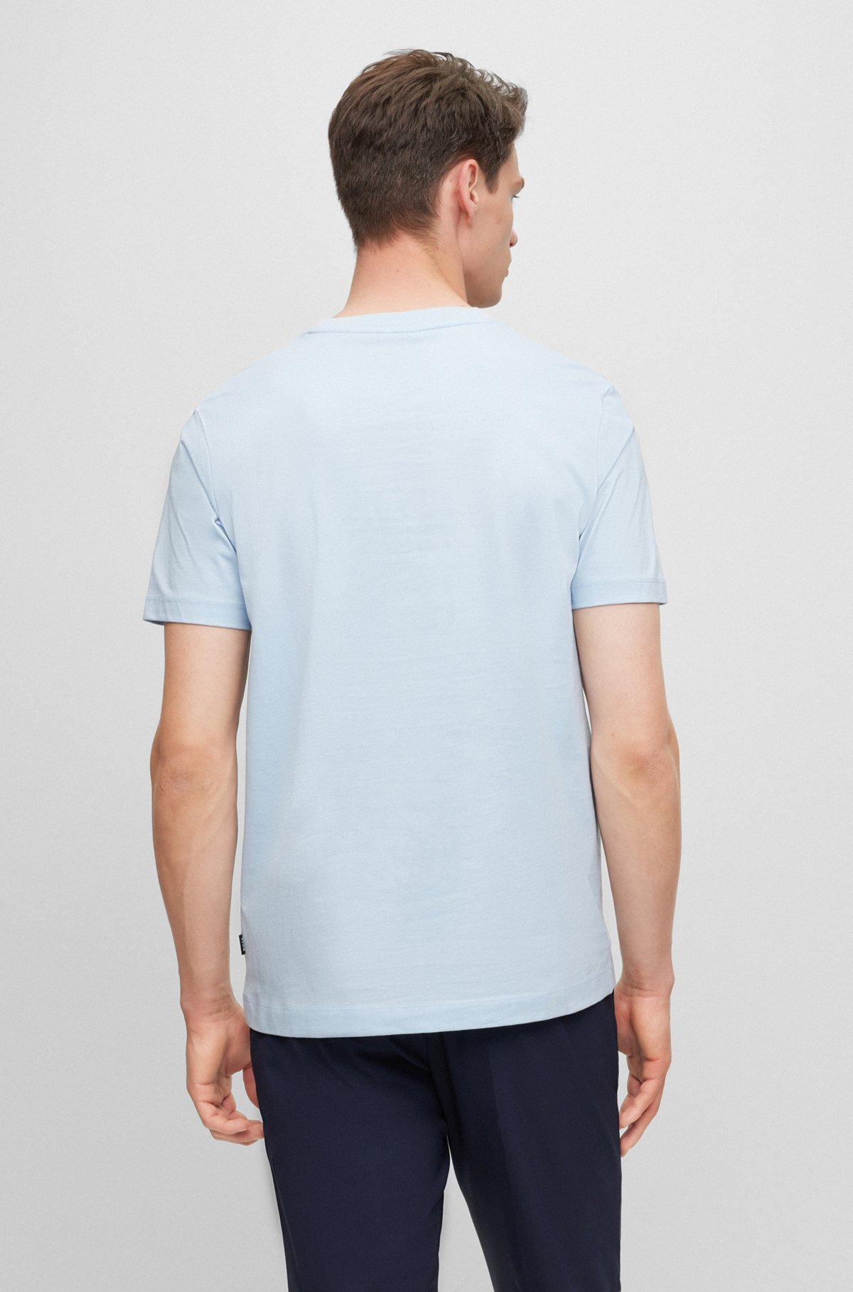 T-shirt en jersey de coton avec logo imprimé en gomme, bleu clair