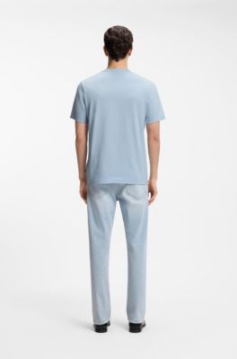 Camiseta de punto de algod&oacute;n con detalle de logo, Celeste