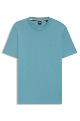 Cotton-jersey T-shirt with logo detail, Light Blue