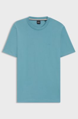 T-shirt in jersey di cotone con logo, Celeste