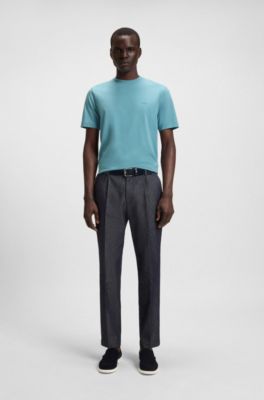 Cotton-jersey T-shirt with logo detail, Light Blue