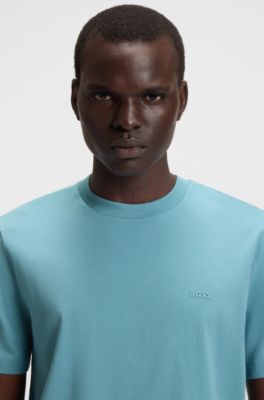 Cotton-jersey T-shirt with logo detail, Light Blue