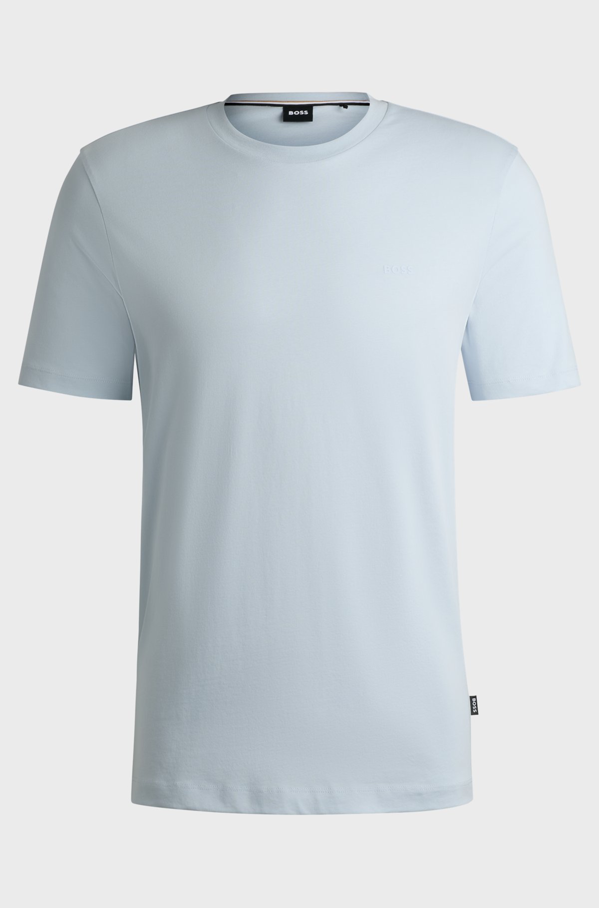 BOSS - コットンジャージー Tシャツ ロゴディテール - ライトブルー BOSS - コットンジャージー Tシャツ ロゴディテール - ライトブルー