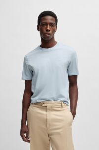 Cotton-jersey T-shirt with logo detail, Light Blue