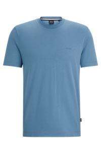 Cotton-jersey T-shirt with rubber-print logo, Blue