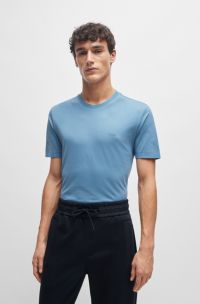 T-shirt en jersey de coton avec détail logoté, Bleu