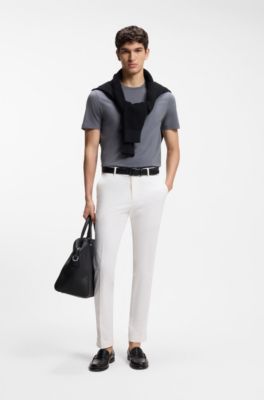 로고 디테일 코튼 저지 티셔츠, 그레이