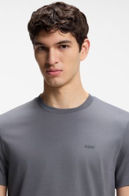 T-shirt in jersey di cotone con logo, Grigio