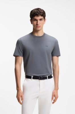 T-shirt in jersey di cotone con logo, Grigio
