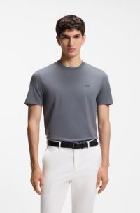 Cotton-jersey T-shirt with logo detail, Grey