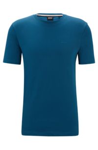 T-shirt en jersey de coton avec logo imprimé en gomme, Bleu