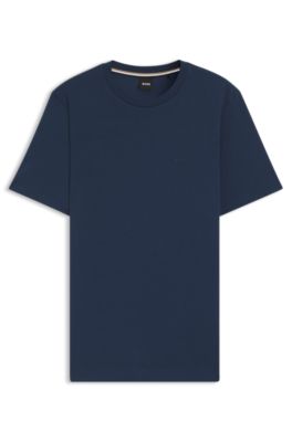 Cotton-jersey T-shirt with logo detail, Dark Blue