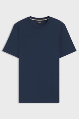 T-shirt van katoenen jersey met logodetail, Donkerblauw