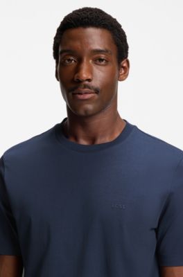 Cotton-jersey T-shirt with logo detail, Dark Blue