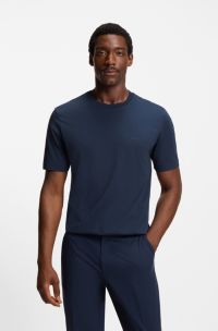 Cotton-jersey T-shirt with logo detail, Dark Blue