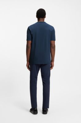 Cotton-jersey T-shirt with logo detail, Dark Blue