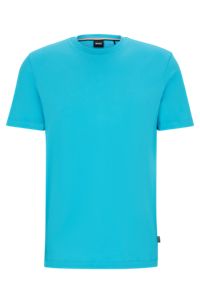 Cotton-jersey T-shirt with rubber-print logo, Turquoise