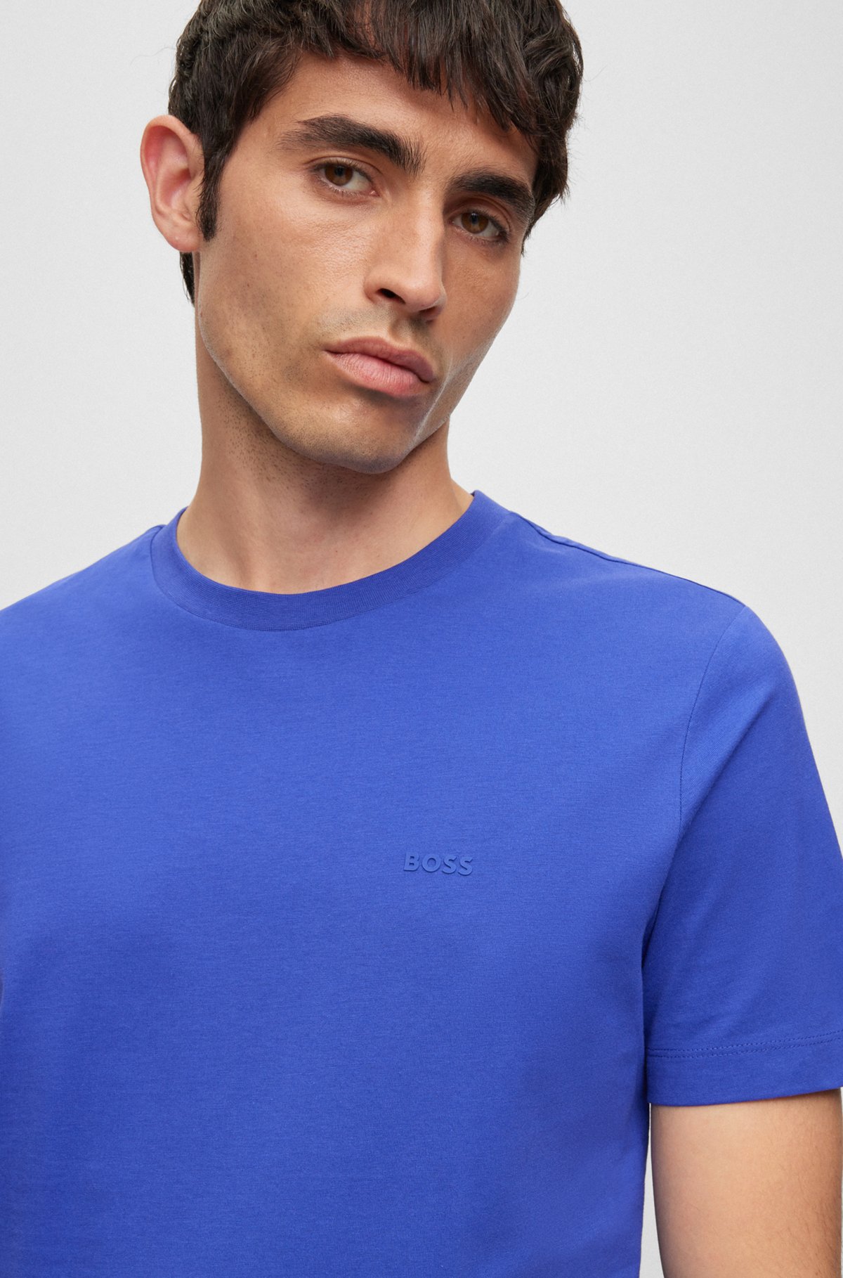 T-Shirt aus Baumwoll-Jersey mit gummiertem Logo-Print, Dunkellila