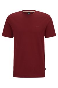 T-shirt van katoenen jersey met rubberen logoprint, Donkerrood