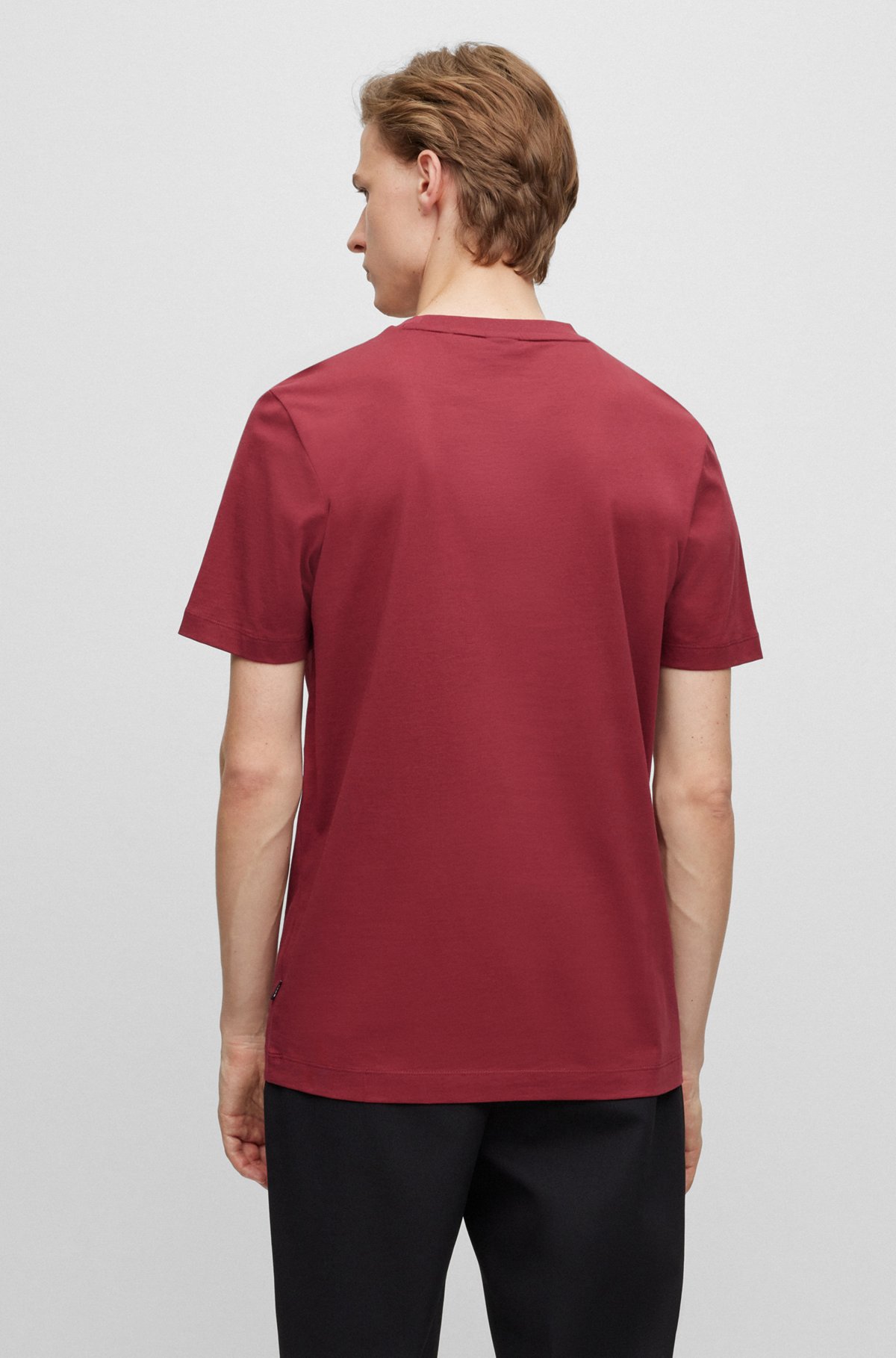 Cotton-jersey T-shirt with rubber-print logo, Dark Red