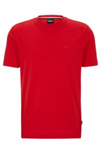 Camiseta de punto de algodón con logo estampado de goma, Rojo