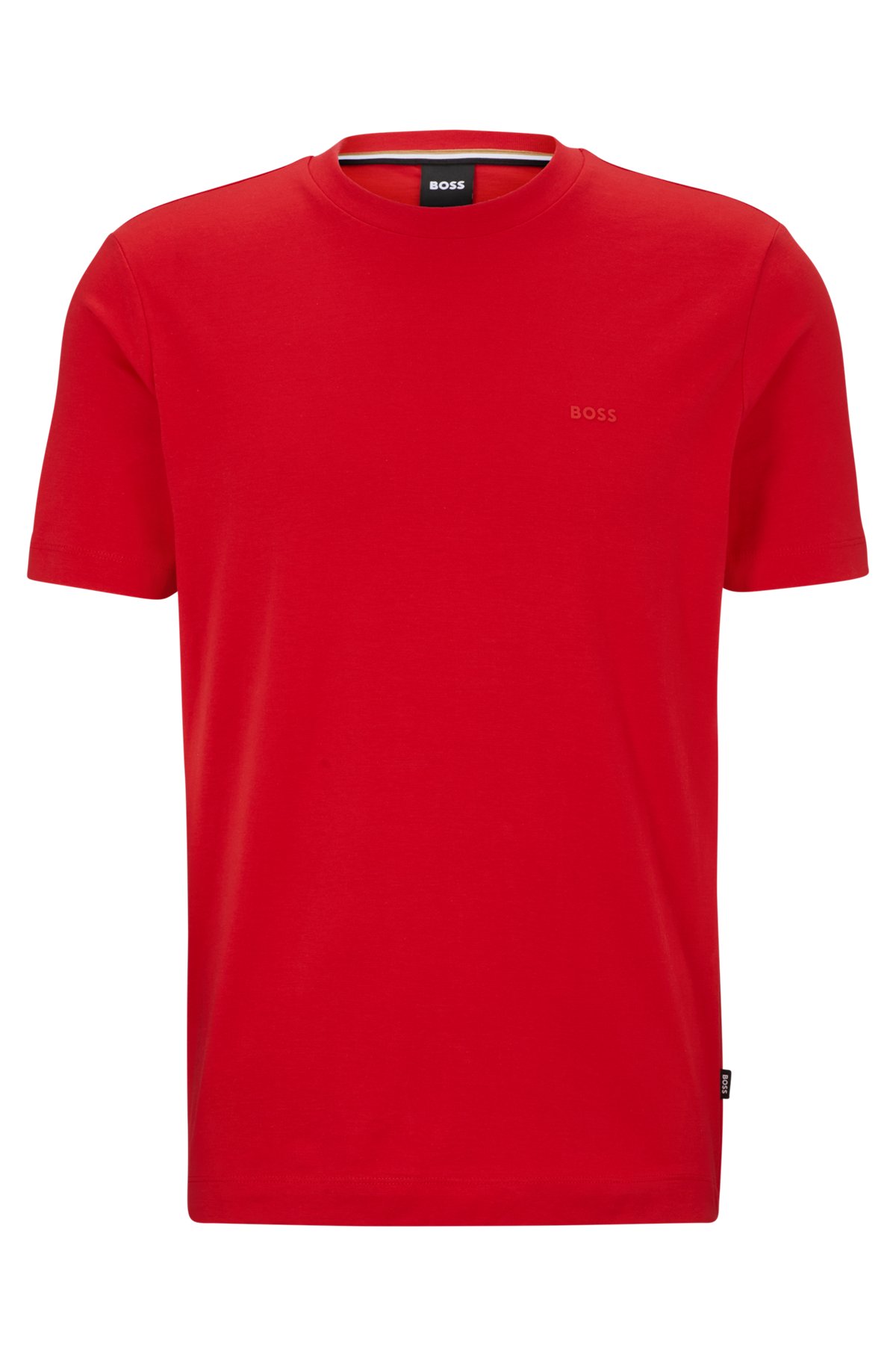 Cotton-jersey T-shirt with rubber-print logo, Red