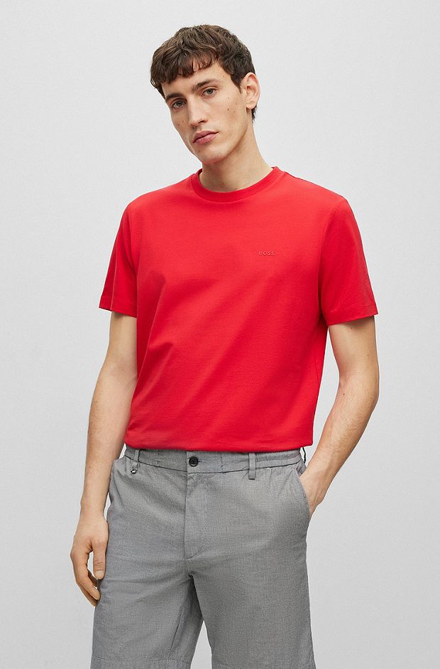 T-shirt i bomuldsjersey med gummiprintet logo, Rød