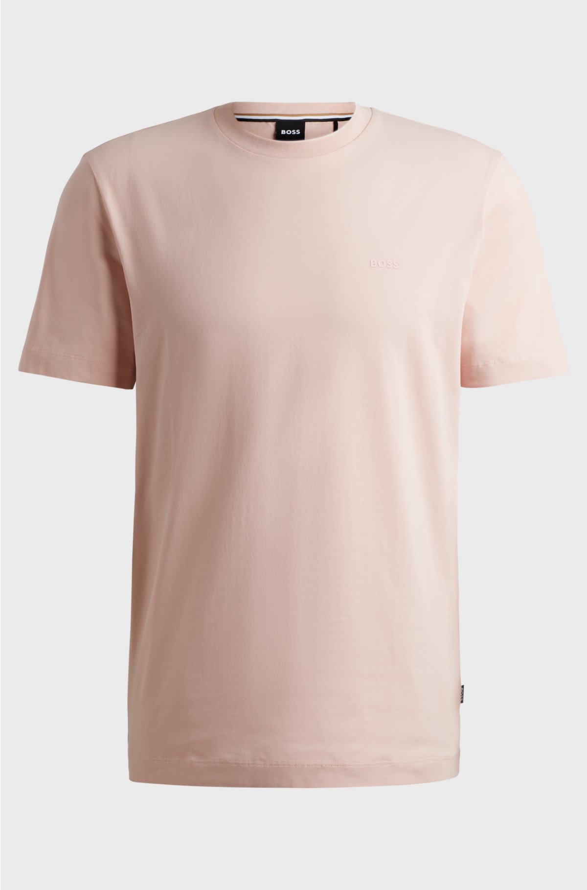 Cotton-jersey T-shirt with rubber-print logo, light pink
