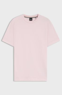 T-shirt in jersey di cotone con logo, Rosa chiaro