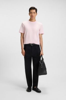 Cotton-jersey T-shirt with logo detail, light pink